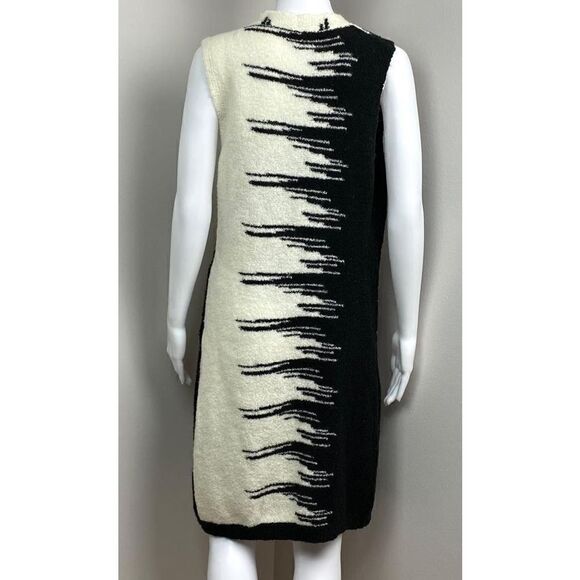 Conrad C Collection Sleeveless Print Wool Duster Womens Small Black White AZ0326 - Picture 2 of 7